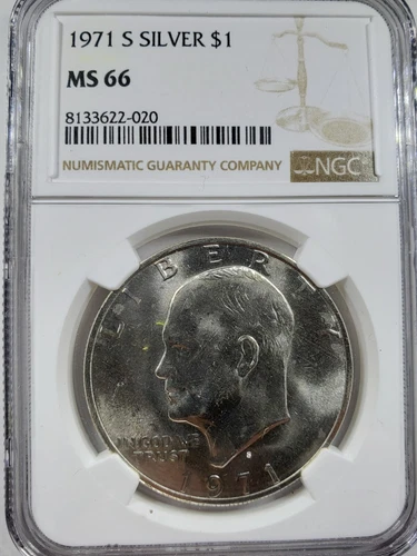1971-S Silver Eisenhower Dollar NGC MS66 Certified 