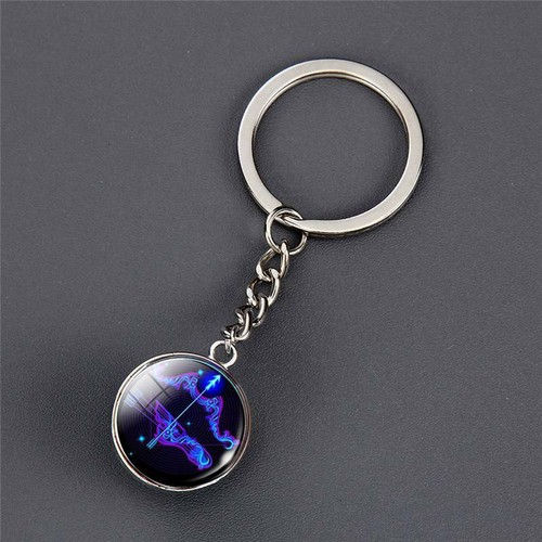 Segni Zodiacali Portachiavi Gioielli Moda 12 Costellazione Regalo di Compleanno Palla di Vetro - Foto 27 di 36