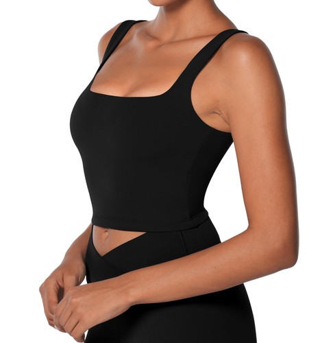 Women's Double Lined Tank Top Sleeveless Square Neck Crop Top Yoga & Fitness ... - Picture 5 of 6