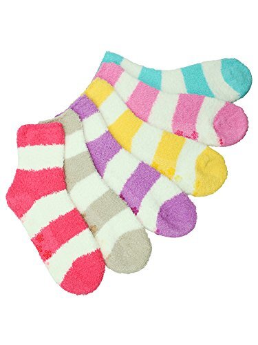 LIGHT MULTICOLOR STRIPED 6 PACK FUZZY WOMENS SOCKS - Picture 4 of 6