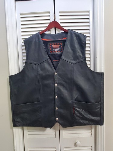 Chaleco Interestatal de Cuero para Motocicleta 5XLT Negro Frente a Presión Excelente Estado De Colección - Imagen 7 de 16