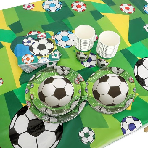 102PCS Soccer Birthday Party Supplies – Plates, Cups & Tableware for 25 Guests - Picture 4 of 10