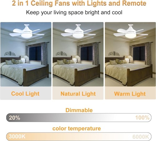 Socket Fan Light 18" Ceiling Fan with Light and Remote E26/E27/B22 - Picture 6 of 8