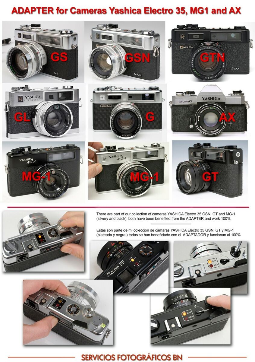 YASHICA ELECTRO 35 GT,GS,GSN,GTN,G,GL,MG1, AX: ADAPTER + 4 BATTERIES 1.4V + KIT YASHICA ELECTRO 35 GT,GS,GSN,GTN,G,GL,MG1, AX: ADAPTER + 4 BATTERIES 1.4V + KIT