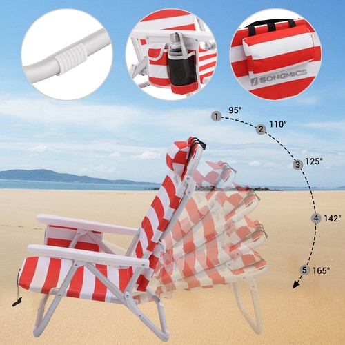 Strandstuhl Klappstuhl Liegestuhl abnehmbarer Kopfstütze Campingstuhl verstellba - Bild 20 von 29