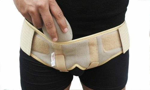 Nuevo Cinturón Inguinal Doble Hernia Doble Braguero Soporte Correa Inguinal Para Hombres - Beige - Imagen 2 de 8