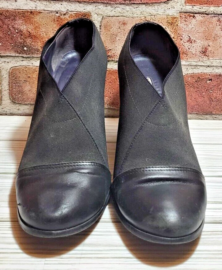 Zapatos Donald J Pliner Mujer Ming Negro Tela y Cuero Tacones con Cuña Talla 7 M Foto 4 de 4