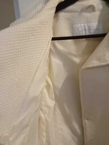 Jessica Simpson Med Ivory Lined Coat Double Button Lined Career Casual Pockets - Picture 7 of 12