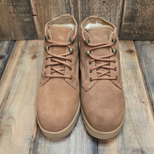 UGG BETHANY LACE UP BOOT CHUKKA SHOE CHESTNUT SUEDE WOOL LINED WOMEN US 9 /EU 40 - Picture 4 of 15