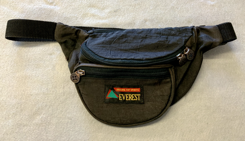 Vintage Everest Original Top Sports Nylon Fanny Pack Travel Hip waist Belt-Black