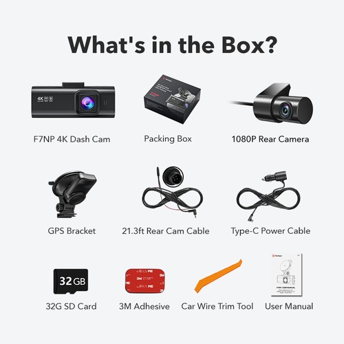 REDTIGER 4K Dual Dash Camera Front and Rear Dash Cam WIFI&GPS With 32GB SD Card - Picture 8 of 8