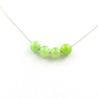 Halskette 4 Perlen Peridot 8 Mm Edelstahlkette.