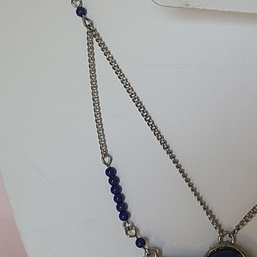 MixIt Bohemian Blue Silver Beaded Rhinestone Tassel Ethnic Pendant Necklace - Picture 5 of 10