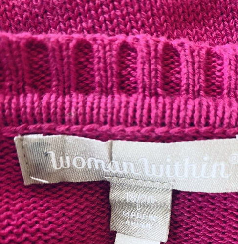 Woman Within Damen großer Pullover schwer rosa Zopfmuster 100% Baumwolle weich - Bild 7 von 9