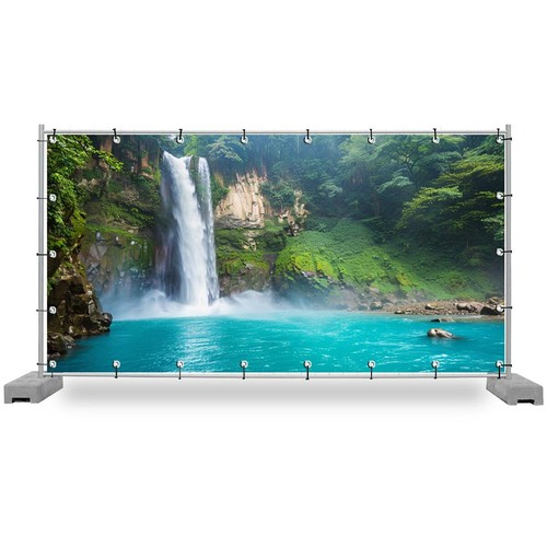 Garten Sichtschutz Plane PVC Bauzaunblende Dekobanner Motiv Wasserfall Tropensee - Bild 10 von 12