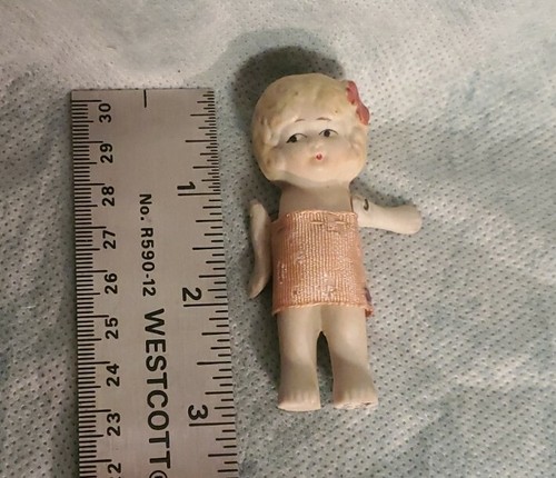 Antique Vintage Dolls 2 Frozen Charlotte Bisque Original Dresses Japan 3 inches - Picture 6 of 11