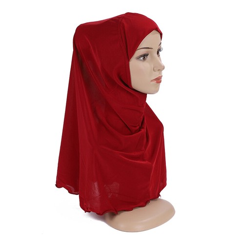 Muslim Amira One Piece Kids Girls Instant Scarf Hijab Turban Wrap Shawl 7-12Year - Picture 6 of 25