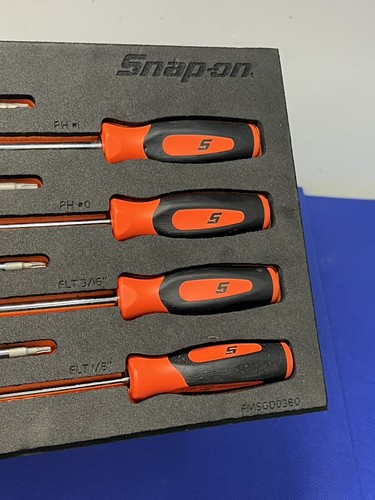 Snap on 8pc Soft Grip T-PH Screwdriver Set with FMSCD0380 Foam Organizer - Picture 3 of 7