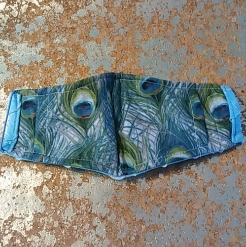 GIRL’S “OCEAN WAVE” BLUE COTTON AND RHINESTONE FACE MASK OSFM - Picture 10 of 12