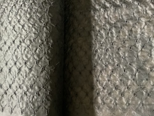 9 1/2 YDS ALLOVER EYELET FLORAL RAYON EMBROIDERED ON BLACK SILK ORGANZA - Picture 3 of 4