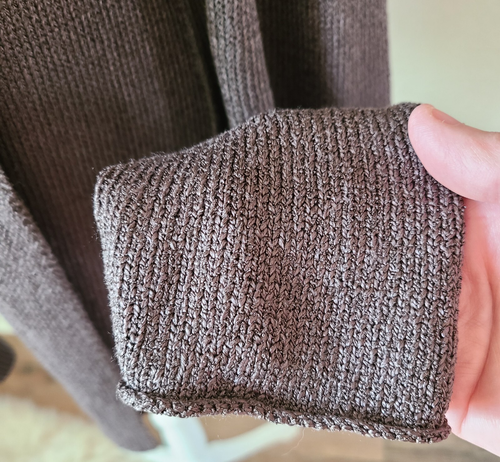 Cárdigan Eileen Fisher mezcla de seda tejido frente abierto talla grande marrón lujo drapeado - Imagen 3 de 14
