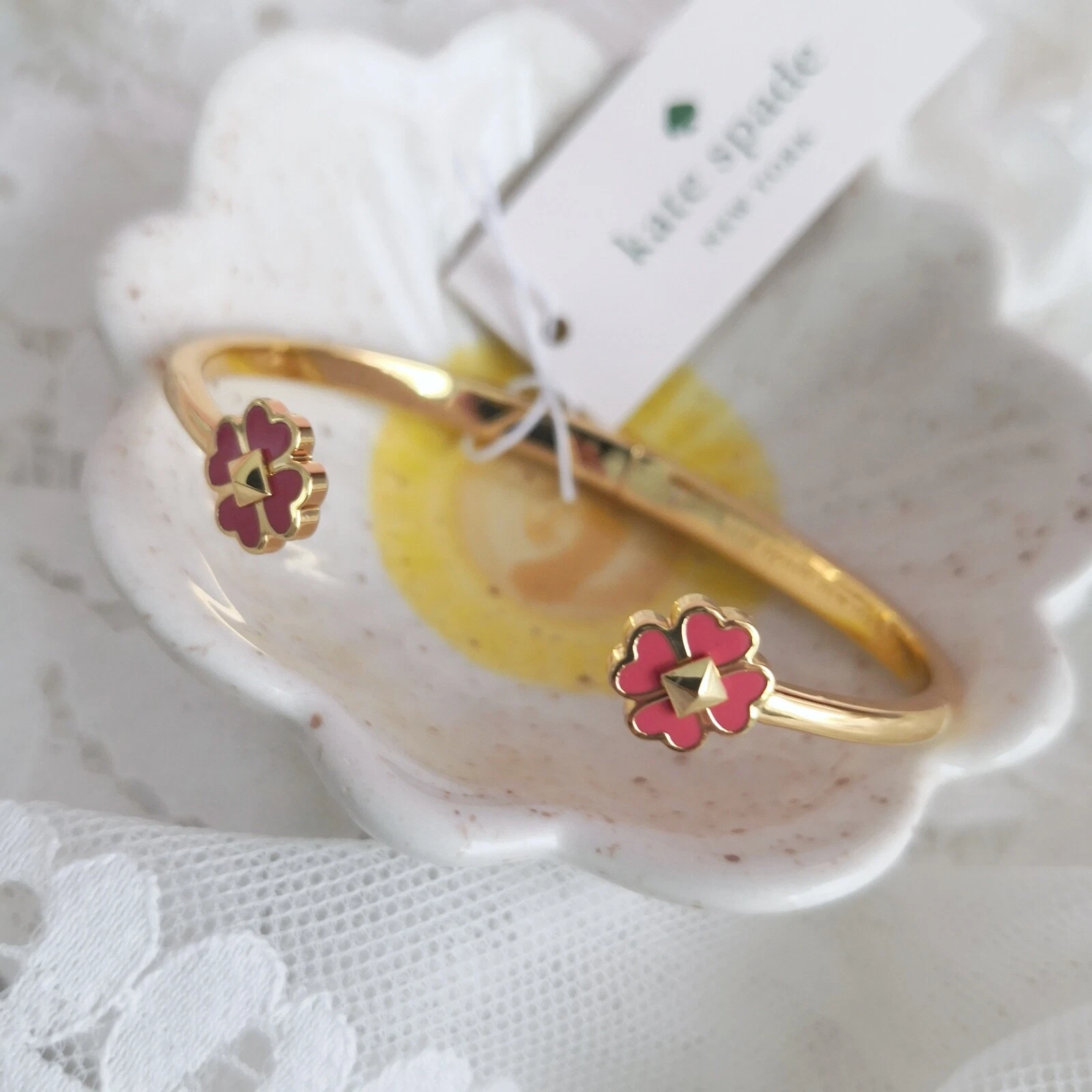 Bracciale con cerniera smaltata Kate Spade picche e borchie nuovo con etichette O0R00217 $79