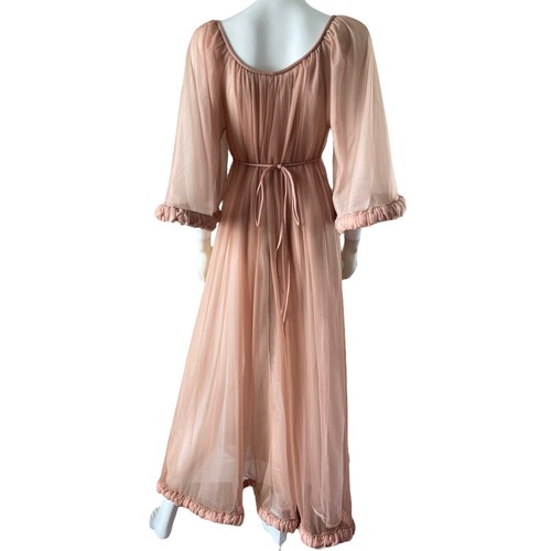 60s Jenelle of California Peignoir Dress Vintage Double Chiffon Maxi Gown, S/M - Picture 8 of 12