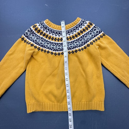 Hanna Andersson Girls Mustard Fair Isle Sweater 120 cm 6‑7 Nordic Knit Pullover - Picture 5 of 10