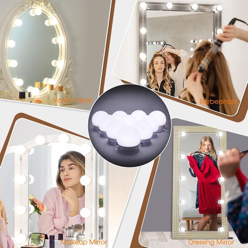 LED Vanity Lights For Mirror, Hollywood Style Vanity Lights W/ 10 Dimmable Bulbs - Picture 3 of 8
