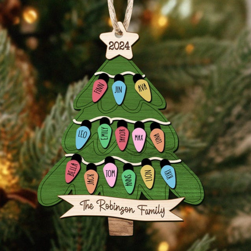 2024 Family Name Christmas Tree Ornament, Family Member Name Keepsake Gifts - Imagen 3 de 7