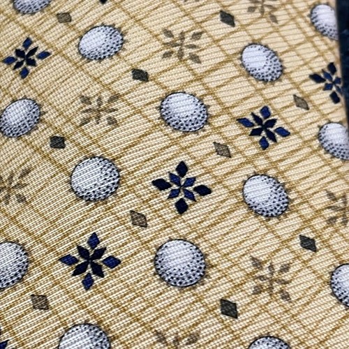 Cutter & Buck Yellow Silk Tie Golf Ball & Geometric Pattern Excellent Condition - Picture 3 of 8