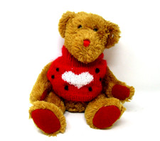 Dan Dee Plush Bear Valentines Day Red Heart Sweater 10in Sitting Stuffed Animal