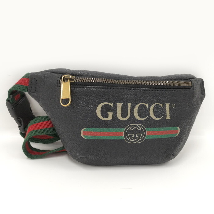 GUCCI Body Bag Shelly Line Logo Print Leather Black 5… Gem