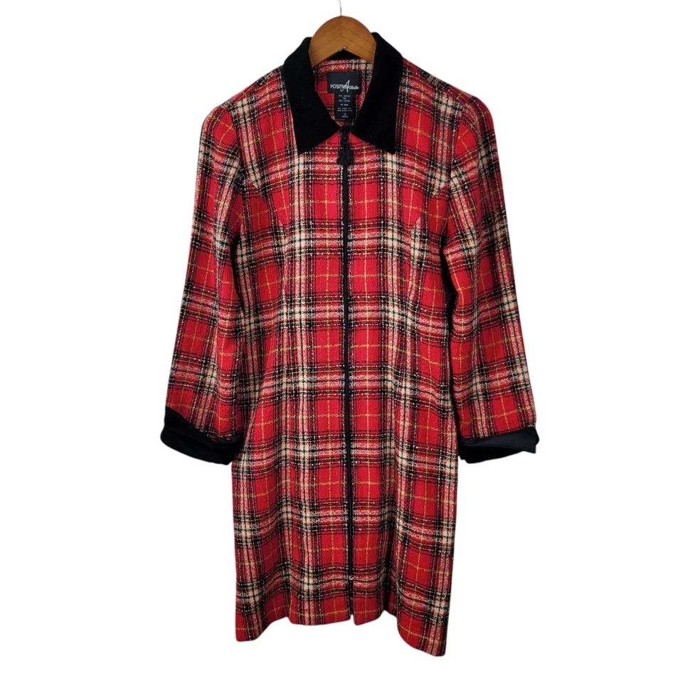 Vestido Vaina Vintage 12 Pequeño Navidad Cuadros Vacaciones Cremallera Cuello Terciopelo Rojo Foto 2 de 4