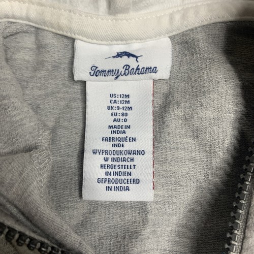 Tommy Bahama Hooded Jacket Boys sz 12M Gray Full Zip Dinosaur Hood Pocket Front - Picture 3 of 6