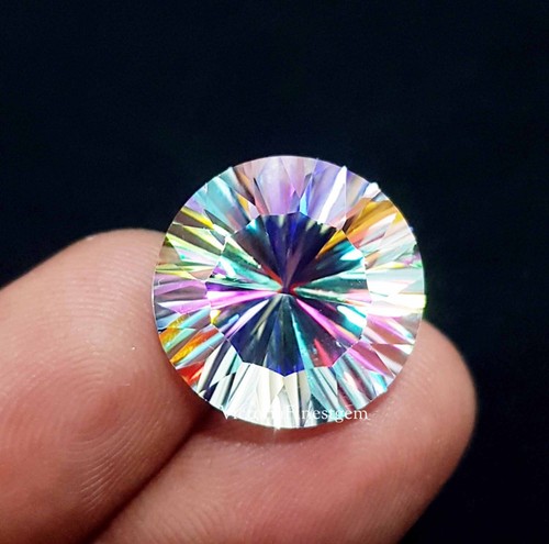 Piedra preciosa suelta multicolor tallada forma redonda cuarzo místico de 16,20 quilates - Imagen 5 de 7