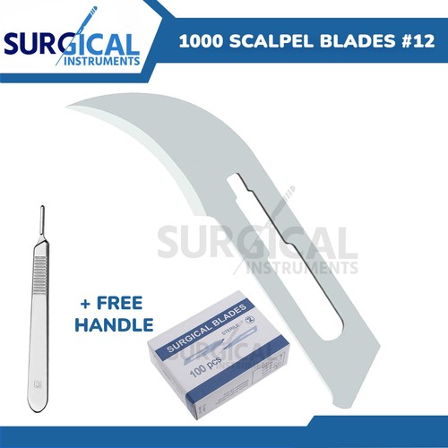 1000 Scalpel Blades #12 Surgical Dental ENT Instruments with Free #3 BP Handle - Picture 1 of 8