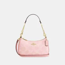 Coach Teri Shoulder Bag In Signature Canvas CAL51 Powder Pink