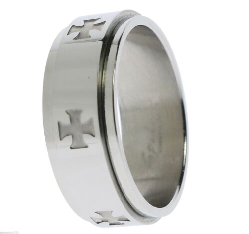 Stainless Steel Templar Cross Worry Spinner Mens Ring Size 13 T84 - Picture 4 of 4
