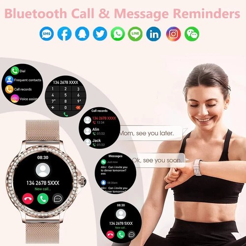 MEVADEN Rosegold Smart Watch Women Bluetooth Call Sports Girl iOS Android 2025 - Picture 4 of 21
