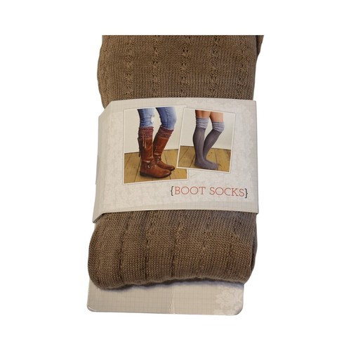 Grace & Lace Womens Slouch Top Boot Socks Brown Camel NWT - Picture 2 of 9