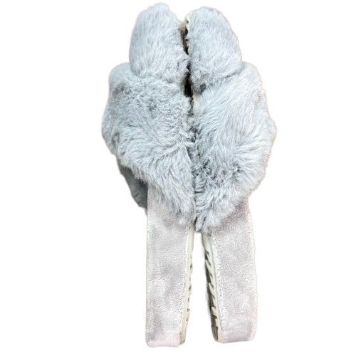 Fitory Slippers Womens Size 7 Gray Cross Band Plush Slip On Slides Cozy Casual - Bild 6 von 11