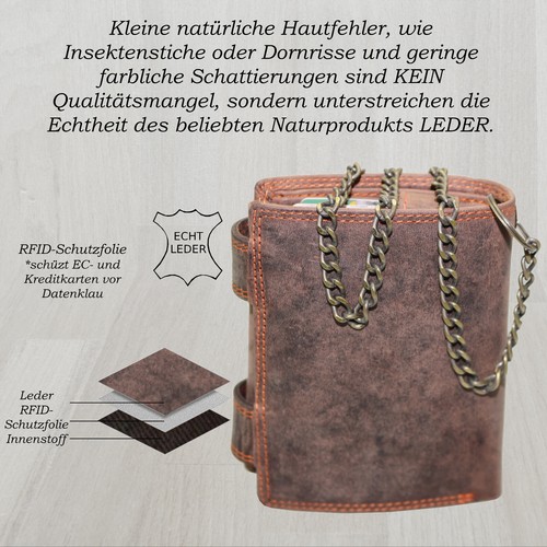 Flevado Herrengeldbörse Echt Leder RFID Schutz Quer/Hochformat wählbar - Picture 30 of 40