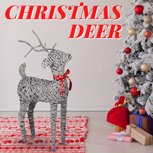 Large Reindeer Christmas Decoration Dasher Rattan Grey 75cm Figure Novelty Xmas - Picture 8 of 24
