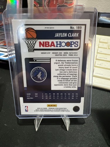 2023-24Panini NBA Hoops Premium Stock Seismic Prizm Jaylen Clark,Leonard M(RC) - Picture 4 of 4
