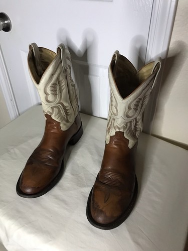Botas de Vaquero Vintage Tony Lama DOS TONOS PARA HOMBRE 12 Estilo Oeste R1221 HECHAS EN EE. UU. - Imagen 5 de 12
