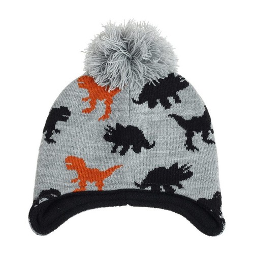 Children's Suit Plush Wool Hat And Neck Jacquard Weave Cartoon Dinosaur - Picture 3 of 16