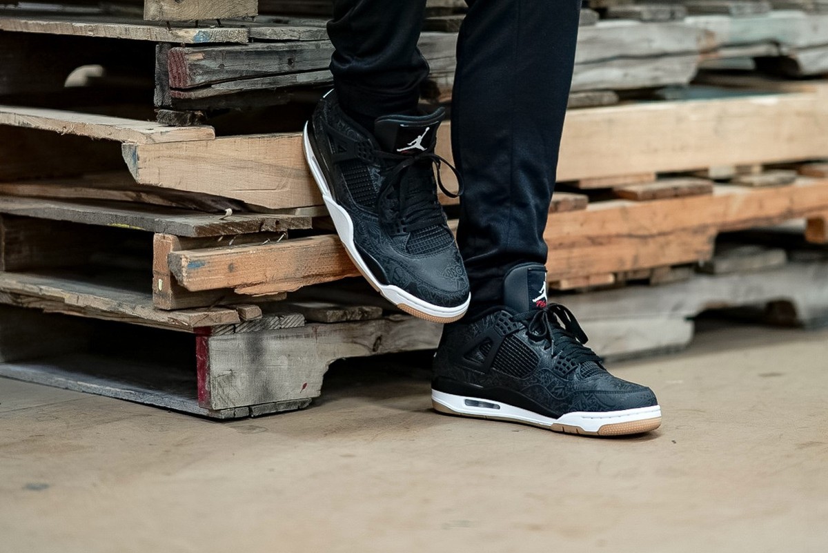 Nike Air Jordan 4 Laser Black Gum Cement Cat Thunder Canvas CI1184