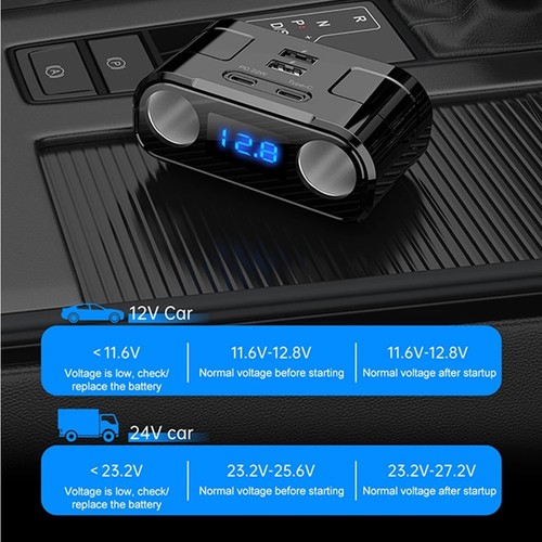 QC USB -Auto -Ladegerät V V Power Splitter Multi -funktionaler Leistungsadapter - Afbeelding 3 van 12