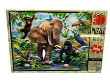 Milton Bradley JUNIOR JUNGLE MB Super Prime 3D Jigsaw Puzzle 500 Pieces NEW